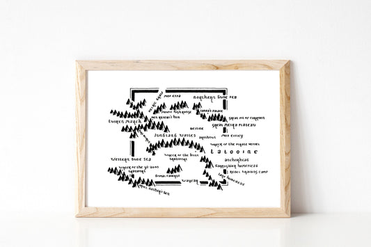 TATOOINE | Fictional Map | Star Wars Artwork | Hand Drawn Map | Art | Minimalist Art | Wall Art | Office Art