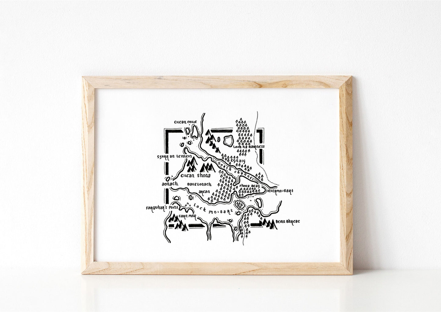 EILEAN SHONA | Scotland | Map | Artwork | Hand Drawn Map | Art | Minimalist Art | Wall Art | Office Art