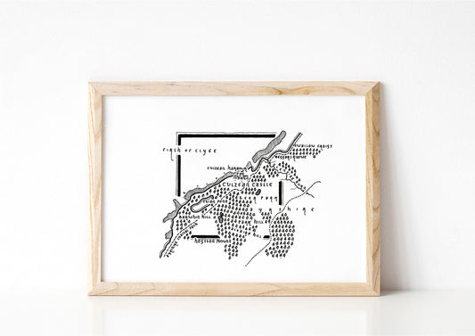 CULZEAN CASTLE | Firth of Clyde | Scotland | Map | Artwork | Hand Drawn Map | Art | Minimalist Art | Wall Art | Office Art