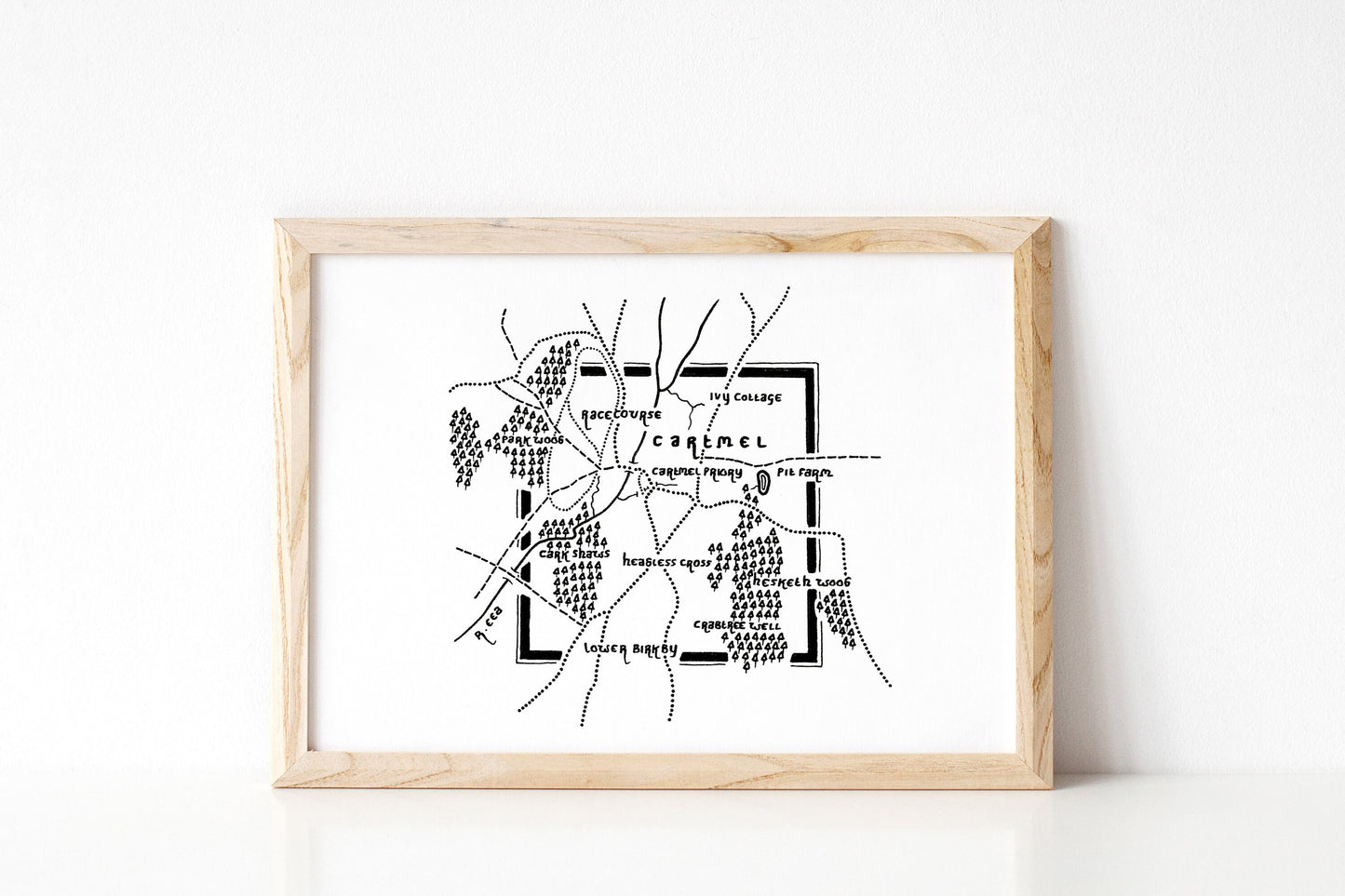 CARTMEL | Original Drawing | Cumbria | Map Artwork | Hand Drawn Map | Art | Minimalist Art | Wall Art | Office Art