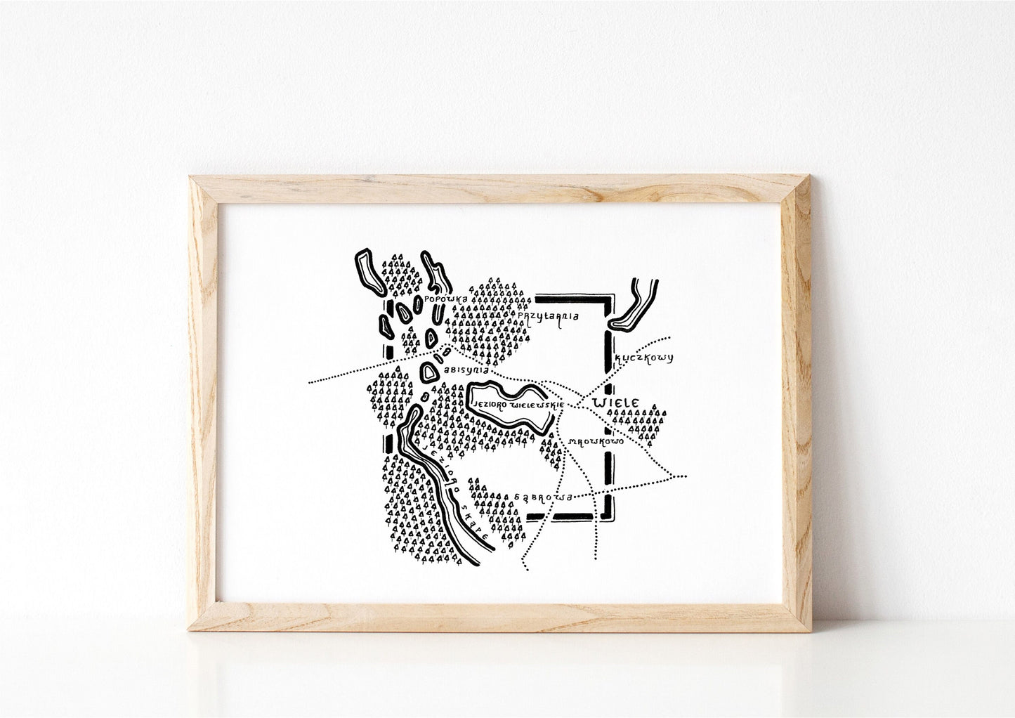 WIELE | Poland | Artwork | Hand Drawn Map | Art | Minimalist Art | Wall Art | Office Art