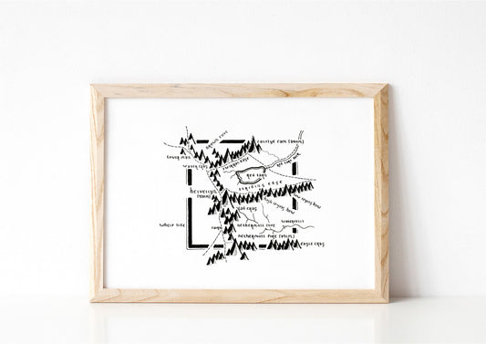 HELVELLYN LAKE DISTRICT | Cumbria | Mountain Map | Map Artwork | Hand Drawn Map | Minimalist Art | Wall Art | Office Art