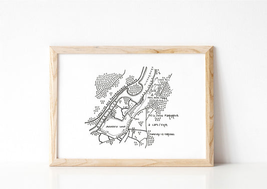 FELL FOOT PARKRUN | Lake District | Parkrun Map | Map Artwork | Hand Drawn Map | Art | Minimalist Art | Wall Art | Office Art